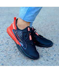 Mens Black and Red  Walking Breathable Comfort Sports Sneaker